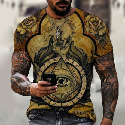 Fashion 3D Digital Printing Short Sleeve