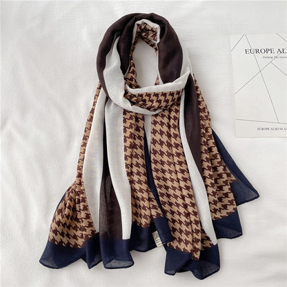 Fake Travel Shawl Geometric Plaid Scarf