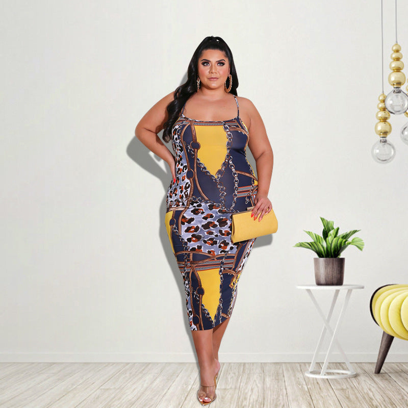 Nouvelle robe à bretelle imprimée pour femme