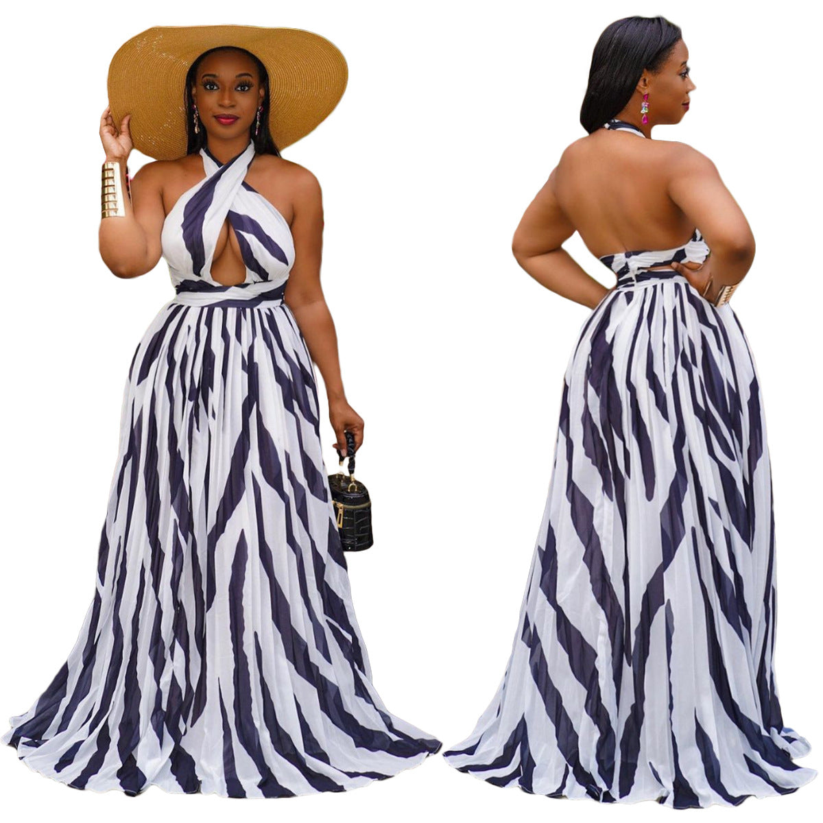 Back Pleated Maxi Dress