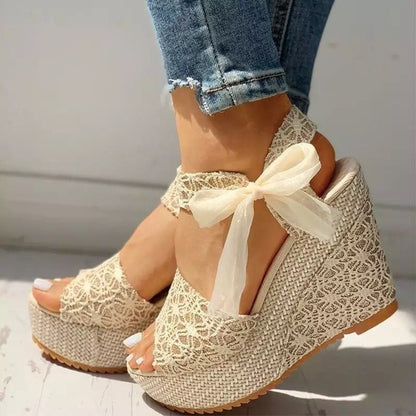 Sandalias de boca de pez con cuña a la moda para mujer