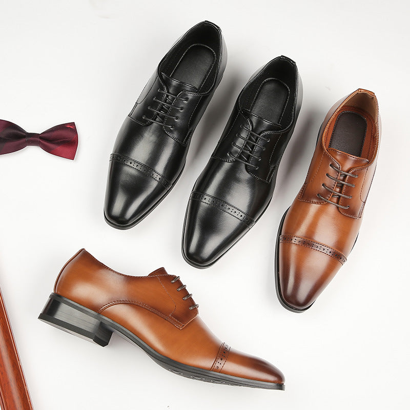 Men Lace-up British Style Business Leather Shoes