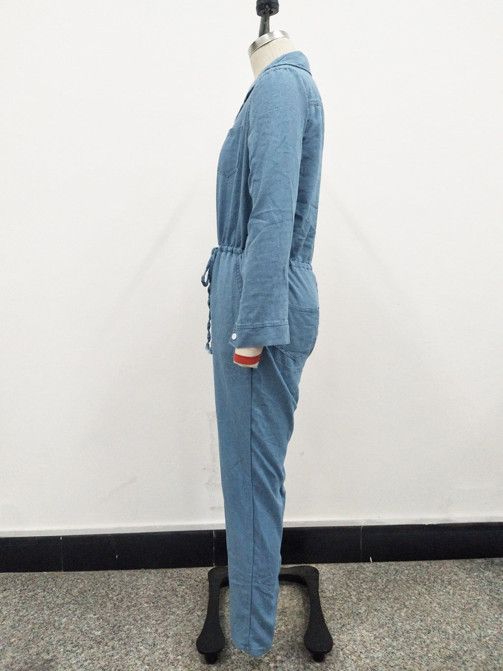 Mono informal delgado con cordones de jeans para mujer