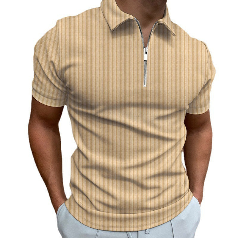 Men's Polo Shirt With Zipper Stripes