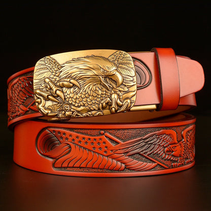 Fashion Temperament Eagle Head Automatic Buckle Men's Belt