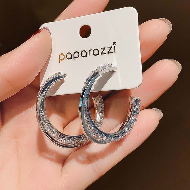 925 Sterling Silver Needle Hoop Earrings For Women