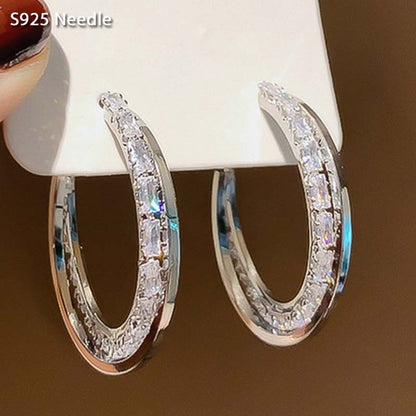 Boucles d'oreilles créoles aiguille en argent sterling 925 pour femme