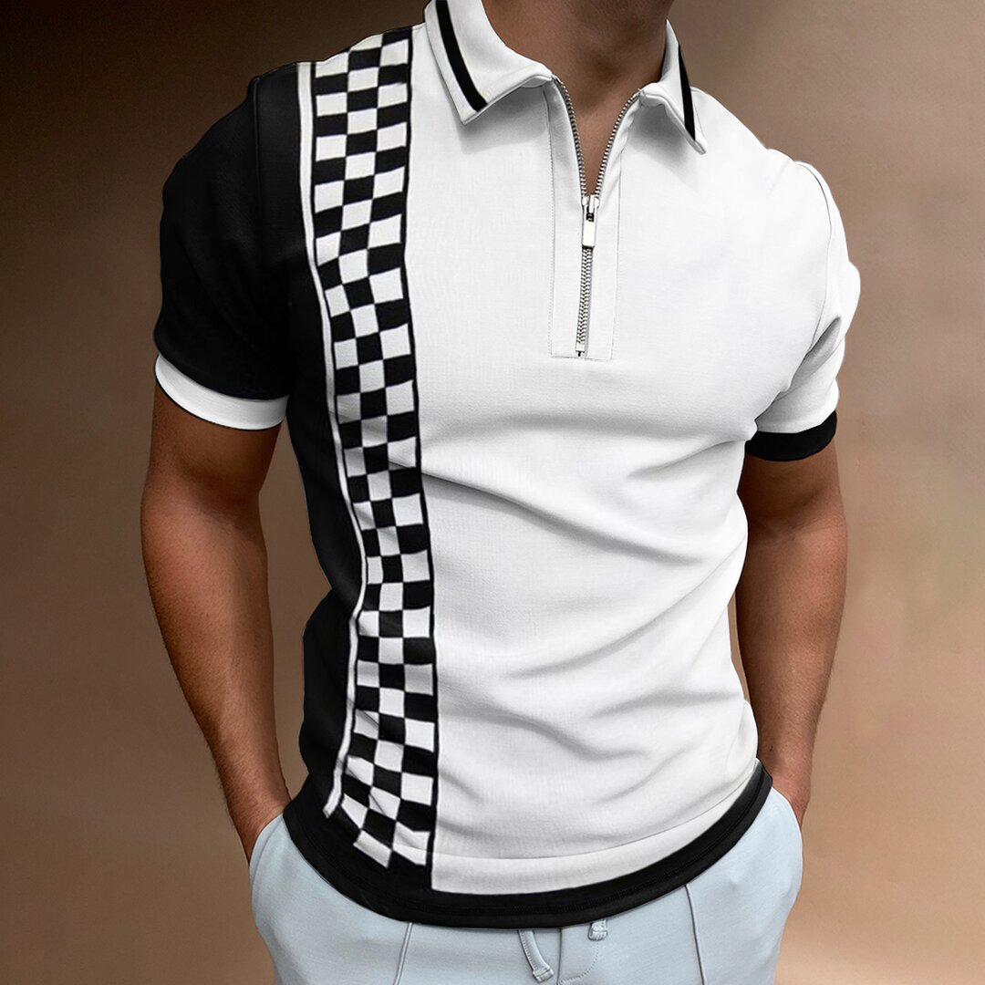 Men's Polo Shirt National Stitching Color Print