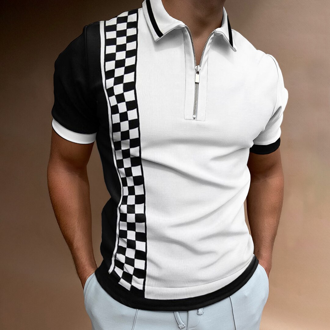 Polo de hombre con estampado de color de costura nacional