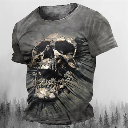 Printed Men's T Shirt Vintage Horror Skull Top