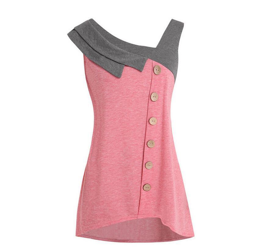 Camisa de bloques de color irregulares con botones Chaleco de talla grande