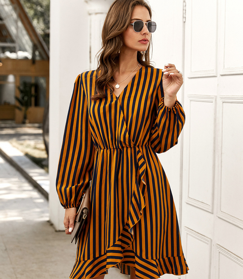 Striped dress with long sleeves