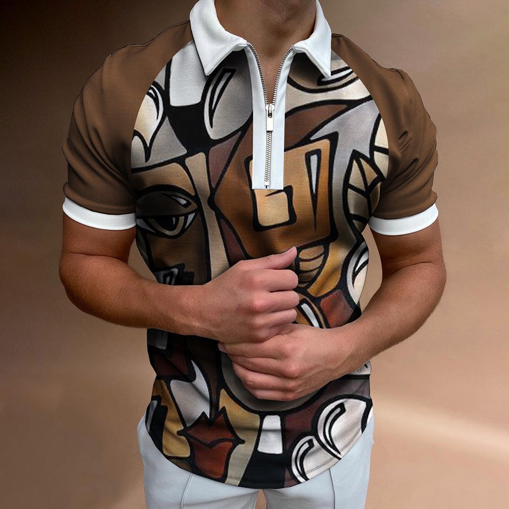 Camiseta POLO de manga corta estampada para hombre