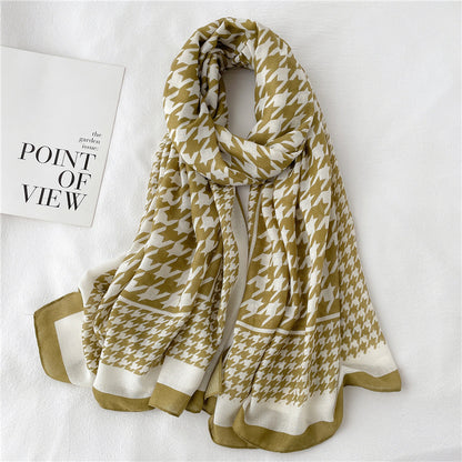 Fake Travel Shawl Geometric Plaid Scarf