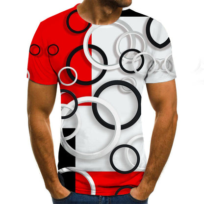 Camiseta de cuello redondo de manga corta casual de moda de impresión digital