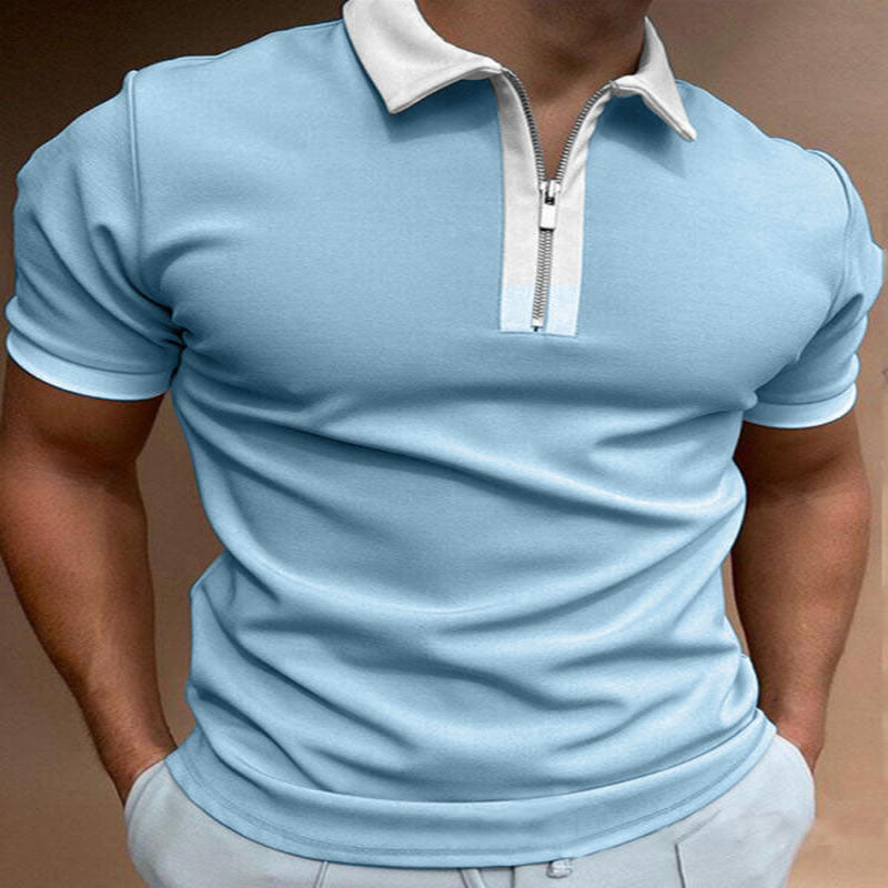 Polo de hombre con estampado de color de costura nacional