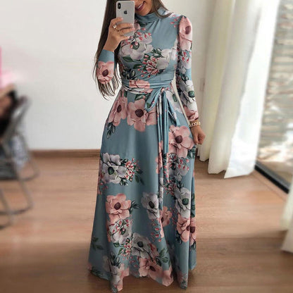 Women Flower Print Short-sleeved Dress