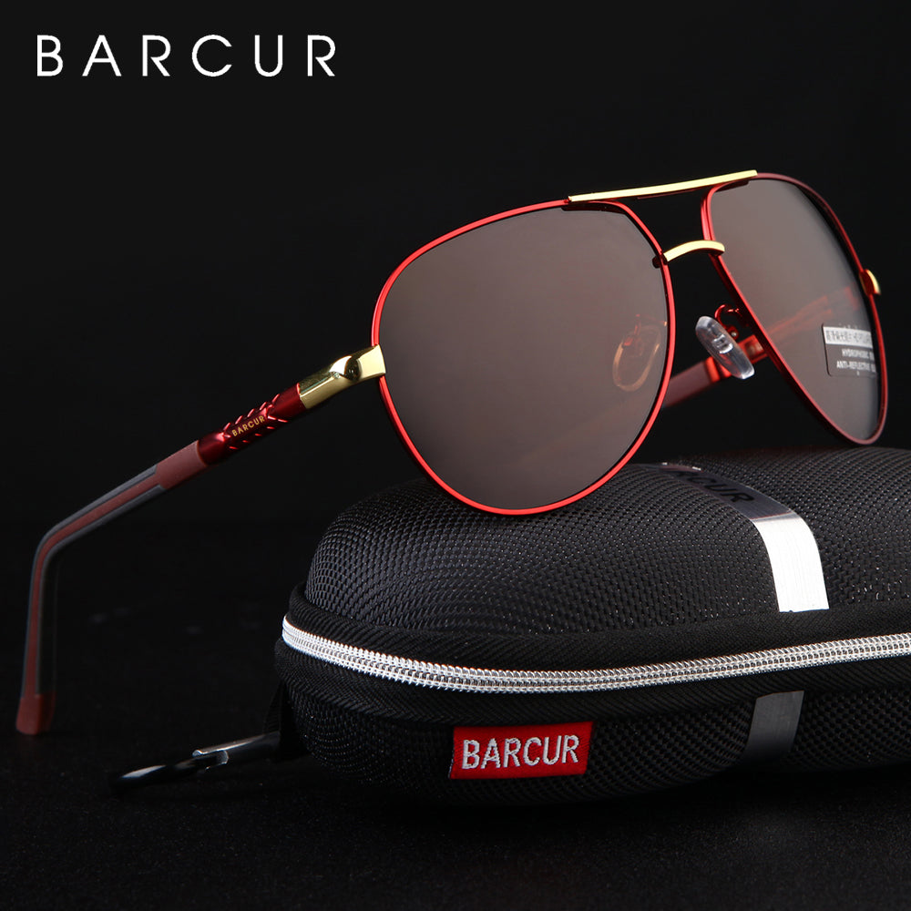 BARCUR Aluminum Vintage Men's Sunglasses Men Polarized Coating Classic
