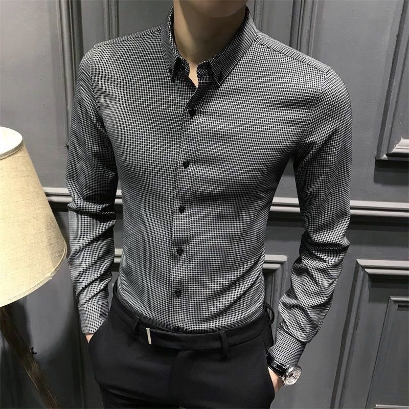 Camisas casuales de negocios de manga larga para hombres