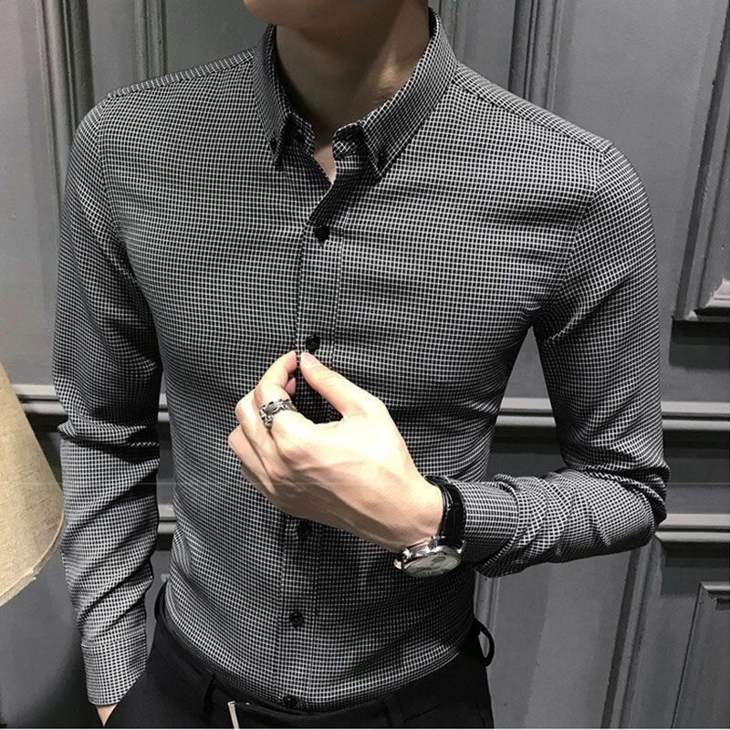 Camisas casuales de negocios de manga larga para hombres