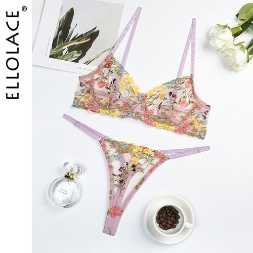 Sous-vêtements femme Ellolace Lingerie | Ensemble de sous-vêtements de soutien-gorge transparent-