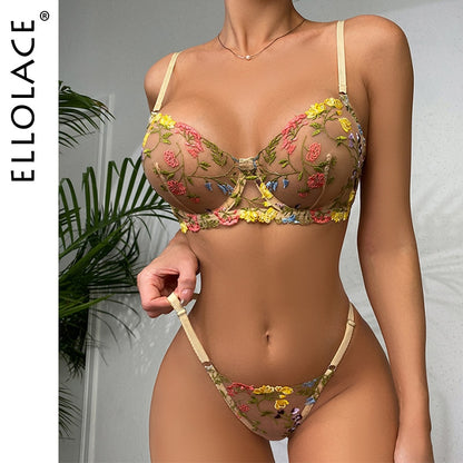 Ropa interior de mujer Ellolace Lingerie | Conjunto de ropa interior sujetador transparente -