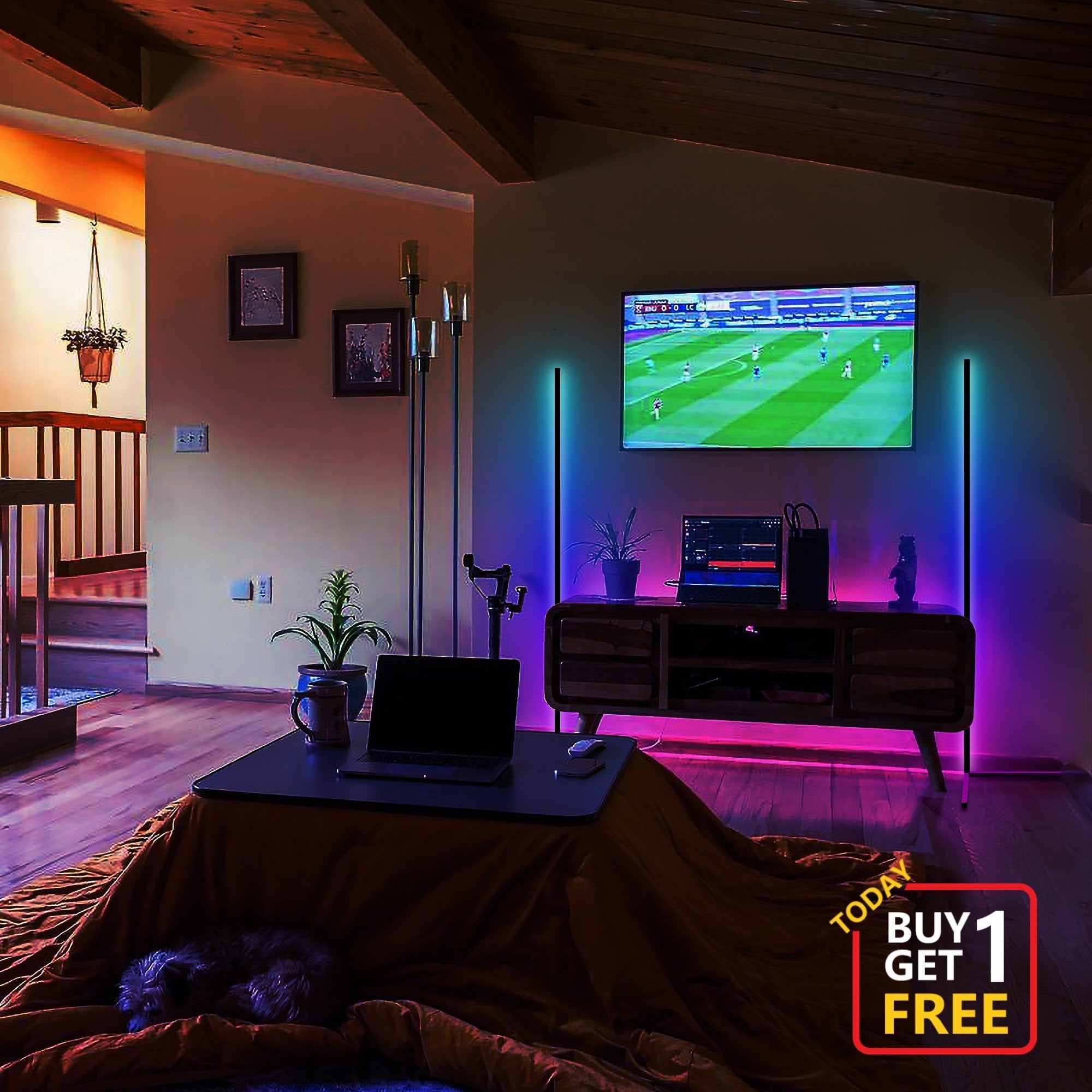 2 PACKS - Lampadaire d'angle RGB, Lampe LED minimaliste