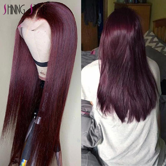 Burgundy Lace Front Human Hair Wigs 99J Human Hair Wig Brazilian