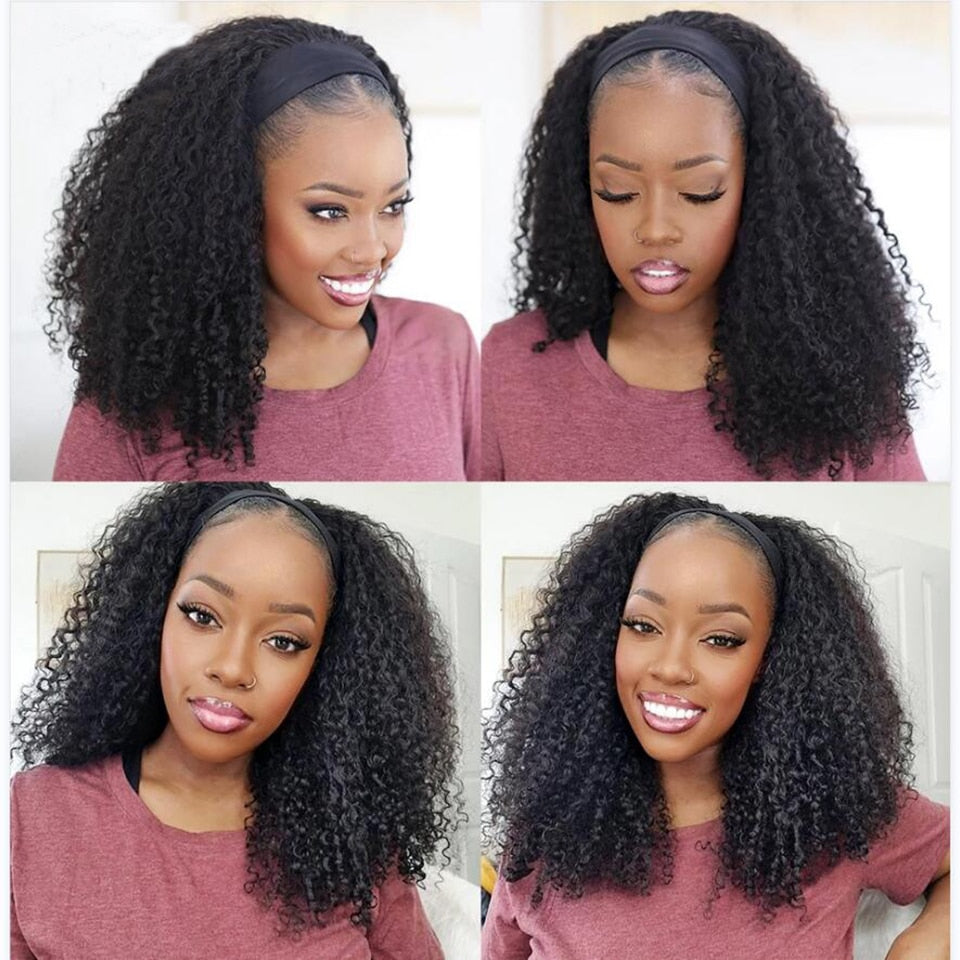 Perruque bandeau sans colle SVT perruques de cheveux humains bouclés courts pour les femmes humaines