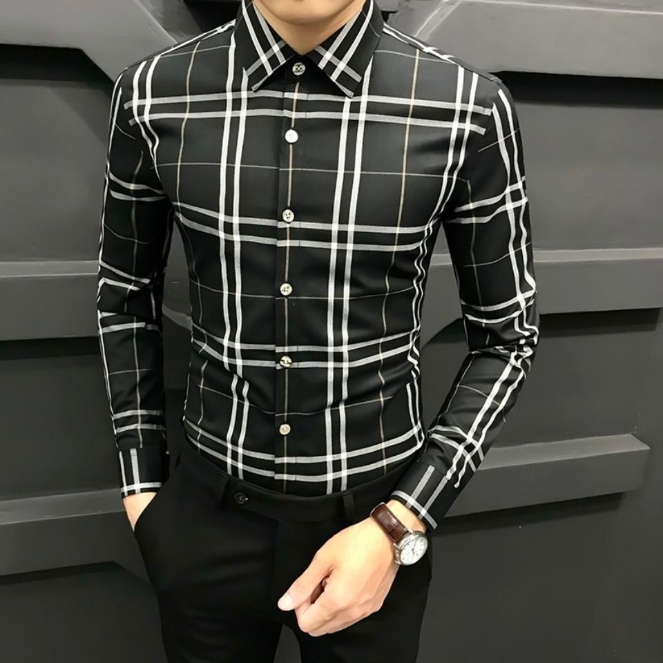 Camisa casual de negocios de manga larga para hombre