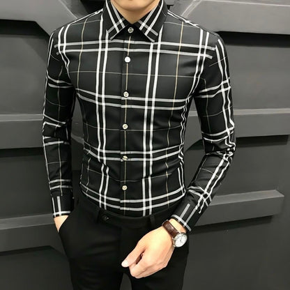 Men Long Sleeve Casual Business Shirt