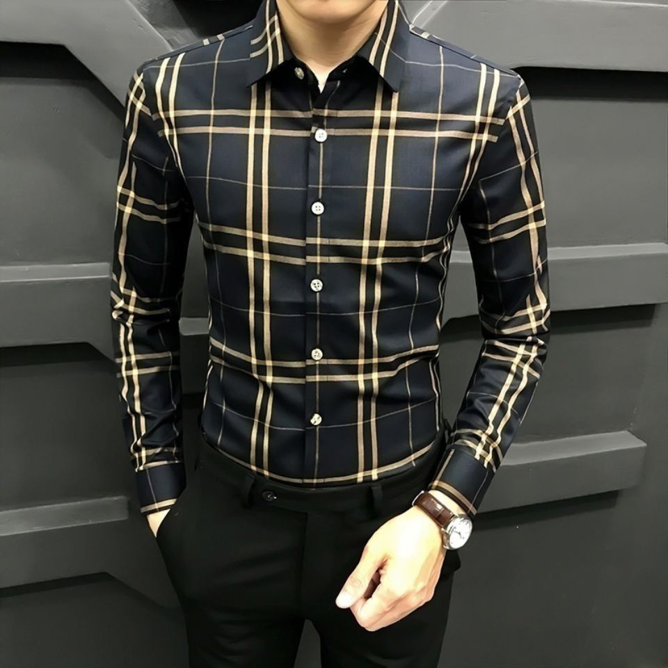 Men Long Sleeve Casual Business Shirt