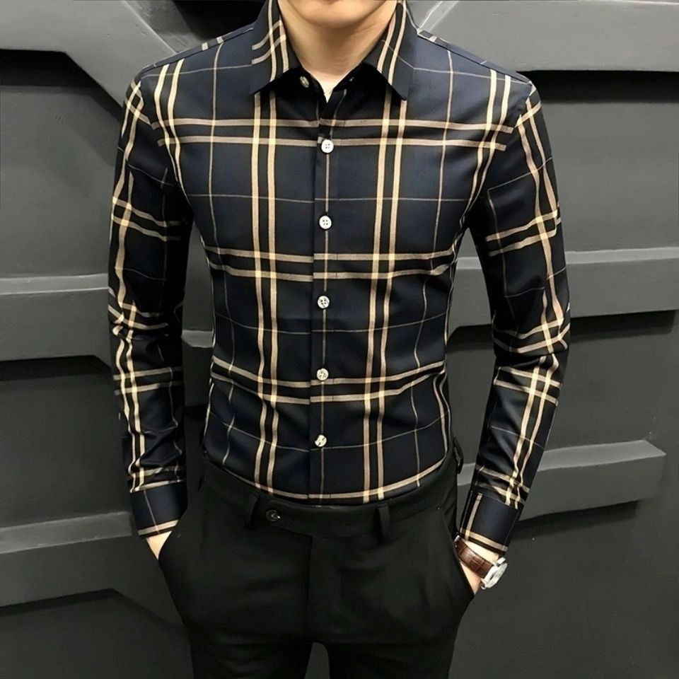 Camisa casual de negocios de manga larga para hombre