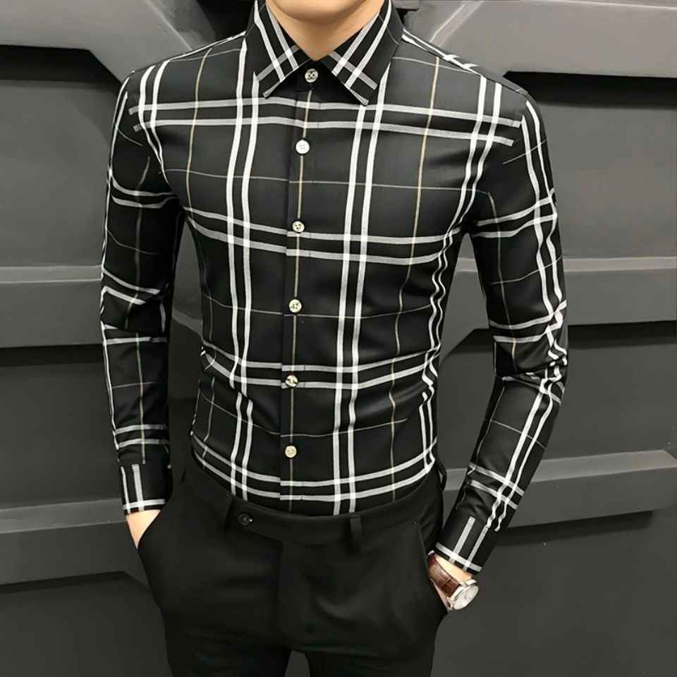 Camisa casual de negocios de manga larga para hombre