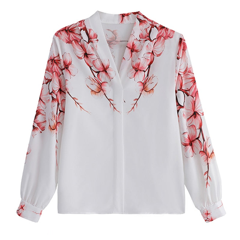 Blusa de gasa con camisas de flores para mujer