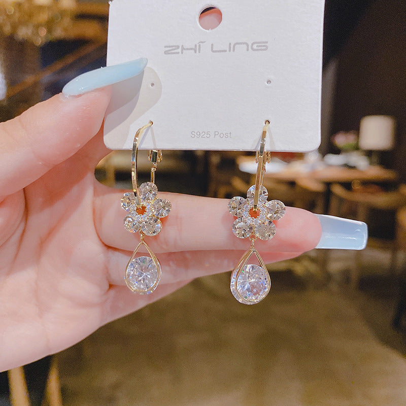 Pendientes Flor Cristal Morado 