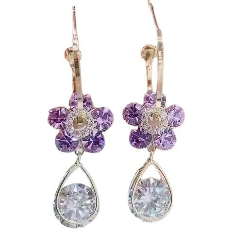 Boucles d'Oreilles Fleur de Cristal Violet 
