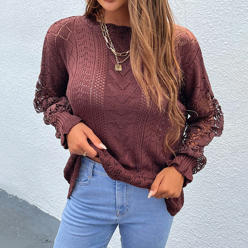 Women Lace Stitching Sweater