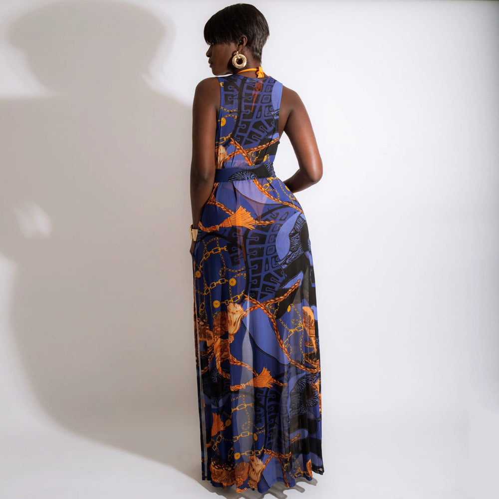 Maillot de bain trois pièces à impression numérique 