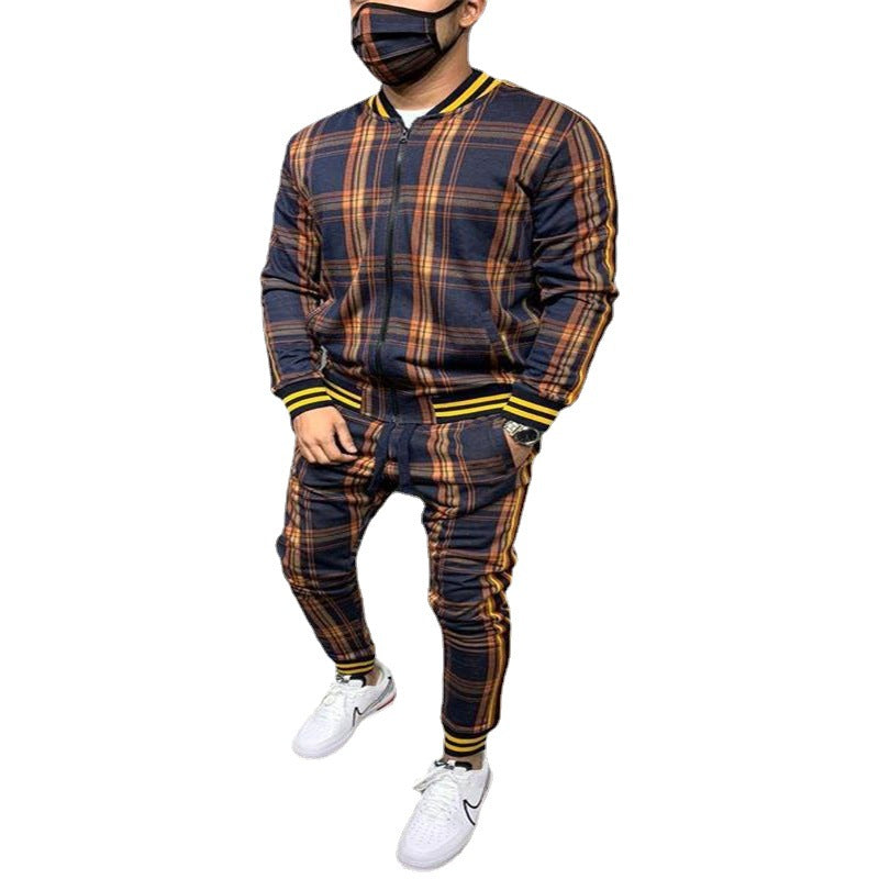 Ensemble veste à carreaux et pantalon à la mode pour hommes 