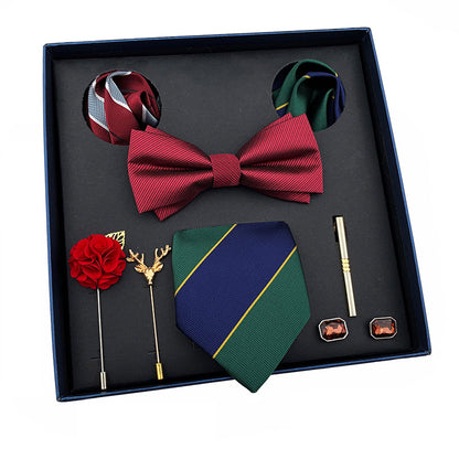 Men's Luxury Wedding Tie  Pocket Square Brooch Cuff