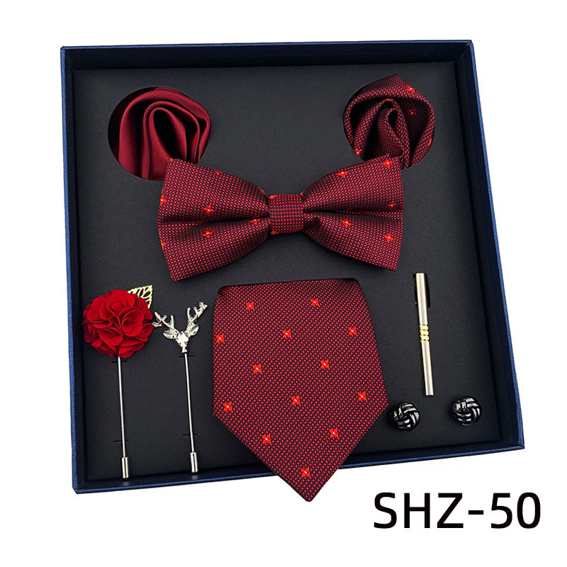 Men's Luxury Wedding Tie  Pocket Square Brooch Cuff