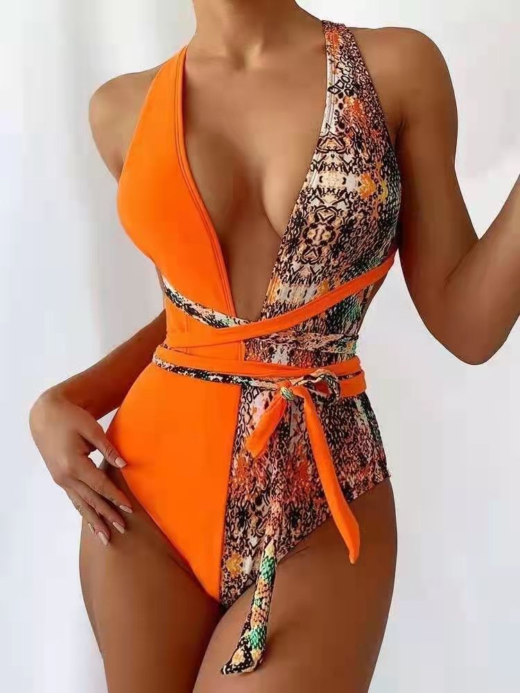 Ladies Thin Seaside Conservative One-piece Swimsuit