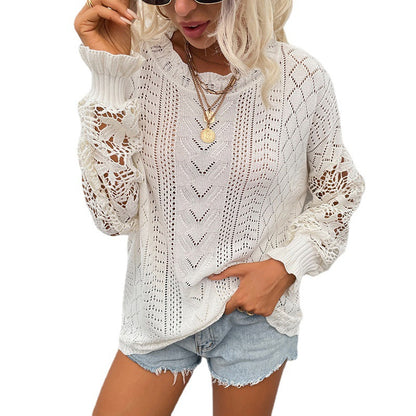 Women Lace Stitching Sweater