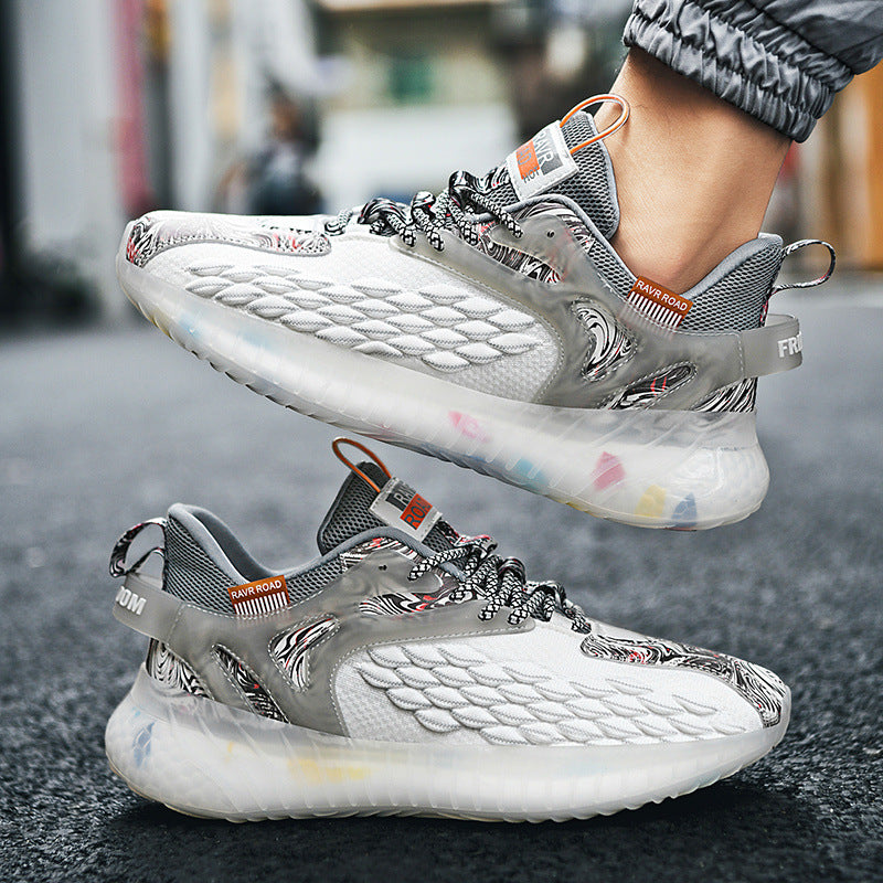 Zapatos de tendencia de palomitas de maíz para correr de malla deportiva casual para hombres