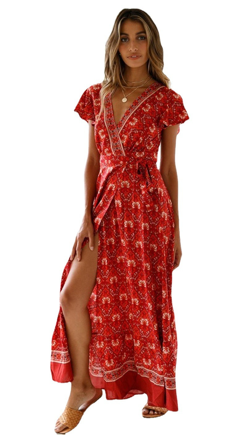 Vestido estampado de falda larga para mujer