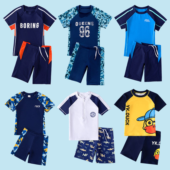 Maillot de bain pour enfants Maillot de bain fendu pour garçons Petit, moyen et grand Protection solaire pour enfants Maillot de bain à séchage rapide 2022 Maillot de bain en gros 