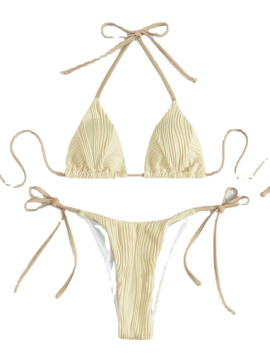 Striped Lace up Bikini