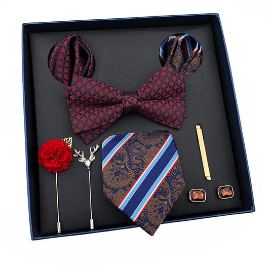 Men's Luxury Wedding Tie  Pocket Square Brooch Cuff