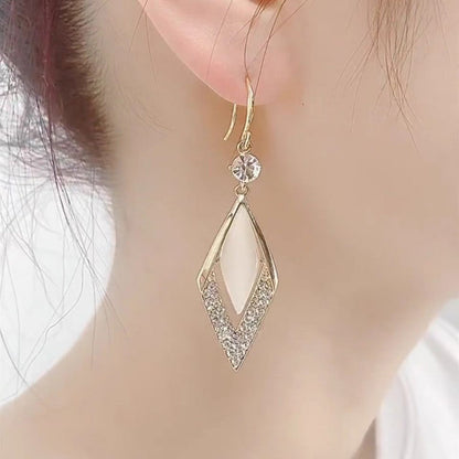 Boucles d'oreilles en argent 925 avec crochet d'oreille en opale de diamant